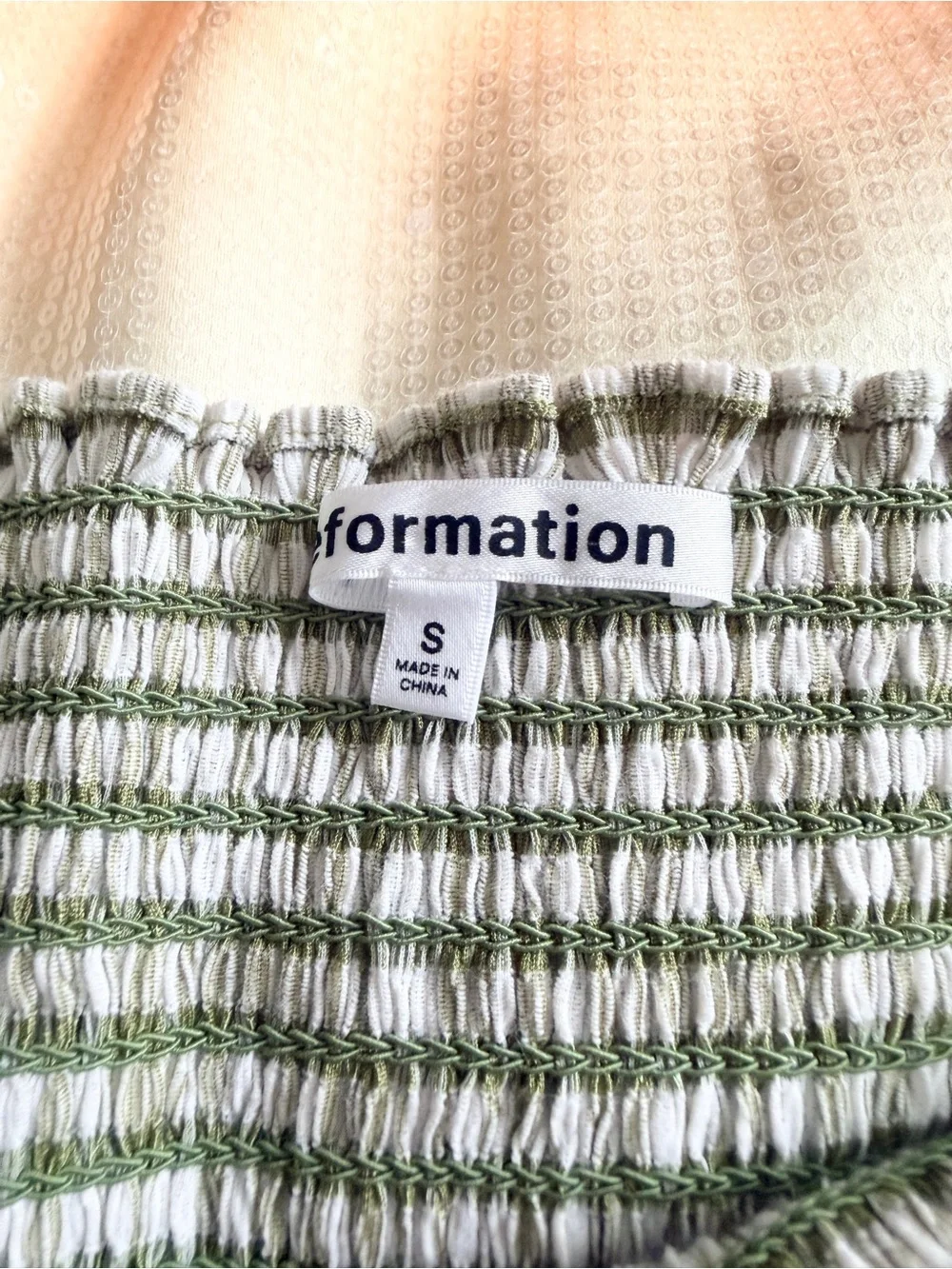 Reformation SMALL Marilyn smocked green white check puff sleeve top